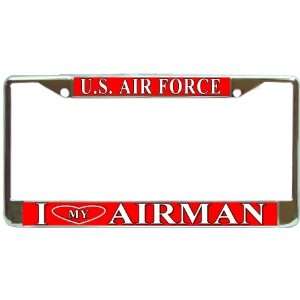  USAF Air Force Love My Airman Chrome Metal License Plate 