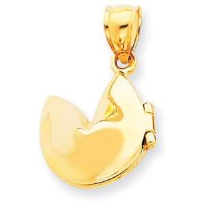  14k Gold 3 D Openable Fortune Cookie Pendant Jewelry