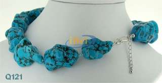 Big Blue Turquoise Freedom Nugget Beads Necklace 17inch  