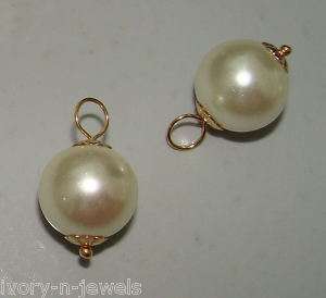 12m Cream Pearl INTERCHANGEABLE Earring Charms YG or SS  