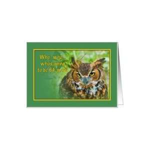  64th Birthday, Great Horned Owl Card Toys & Games