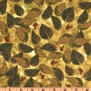  44 Wide Songs of the Season Autumn Leaves Gold Fabric By 