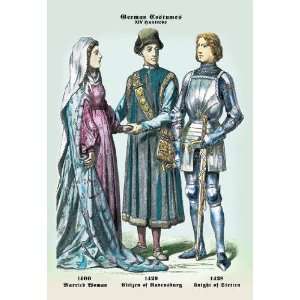  German Costumes Married Woman Citizen Knight 12x18 Giclee 