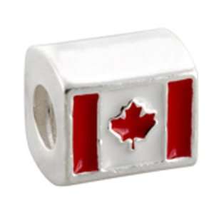  Avedon Polished Sterling Silver Enamel Canada Flag Slide 