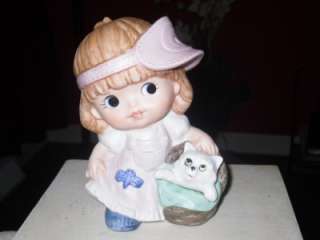 Homco 1439 Meissen Girl with Cat Porcelain Figurine  