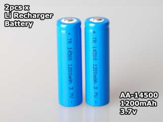 2pcs 3.7V 1200mAh 14500 Li ion Lithium Rechargeable Protected Battery 
