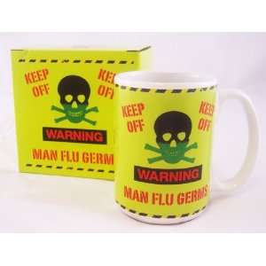  Joke Coffee Tea Mug Warning Man Flu Germs Keep Off 