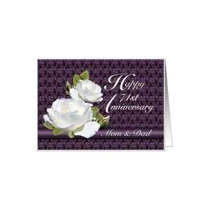  71st Anniversary for Parents, White Roses Card Health 