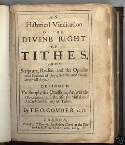 1682 First Edition Comber Divine Right to Payments Rare  