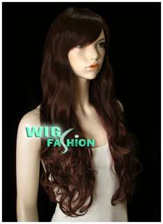 Long 25 in.Wavy Brown Skin Top Hair Wig NF17  