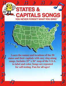 States & Capitals Songs CD + 25 x 36 Map   You Never Forget What You 