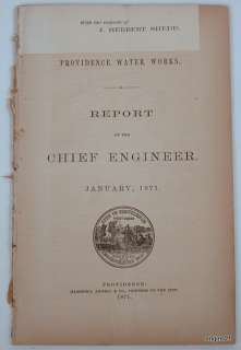 1871 Providence Water Works Report Chief Engineer Shedd  