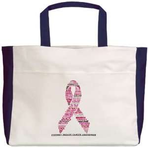  Beach Tote Navy Cancer Pink Ribbon Support Breast Cancer 