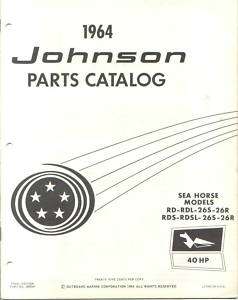 1964 Johnson 40 HP RD RDL 26s Outboard Parts Catalog  