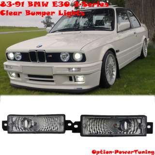 BMW 83 91 E30 3 Series Clear Bumper Lights 2Drs new  
