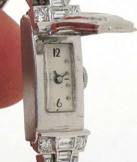   is a stunning platinum and diamonds vintage ladies wrist watch the
