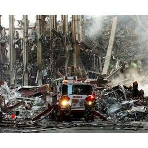  9/11 FDNY Fire Engine at WTC Ground Zero 8x10 Silver 