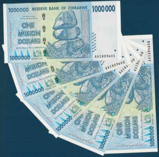 MILLION ZIMBABWE DOLLARS x 5 NOTES ☼PRE 100 TRILLION  