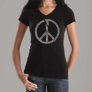   Peace V Neck Shirt XS   Created using every major world war since 1700