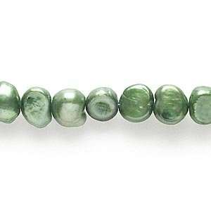 908 Cultured freshwater pearl beads, Forest Green, 7mm potato. Sold 