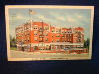 Snapp Hotel. Excelsior Springs, Missouri. Postmarked 1942. Fine color 