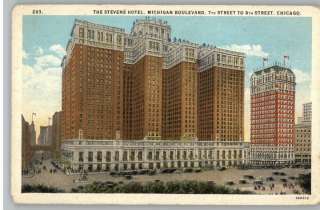 Old PostcardThe Stevens Hotel on Michigan BoulevardChicago 