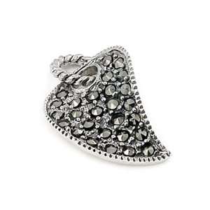  Marcasite Pave Set Leaf Pendant Jewelry