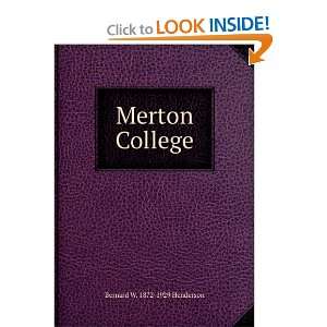  Merton College Bernard W. 1872 1929 Henderson Books