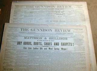 rare 1882 newspapers GUNNISON REVIEW Colorado   130 years old 