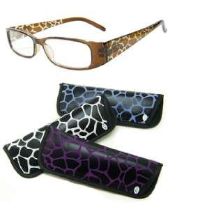    Giraffe Spotted Spring Temple Reading Glasses w/Case +2.00 *R532