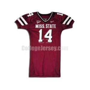   14 Game Used Mississippi State Nike Football Jersey
