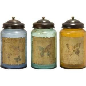 Worldly Butterfly Glass Canisters   Set of 3 Everything 