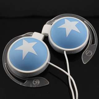 Mix Style Star Earphone Headphones Headset Clip On For  MP4 Blue 