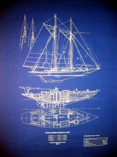 Vintage Sailboat Yawl 37 Footer 1917 Blueprint Plan 24x30  