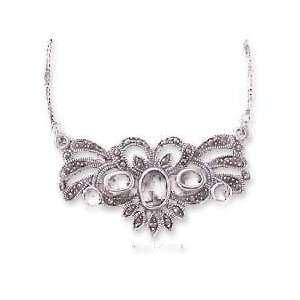   16 In Fancy Marcasite Garnet Shield Necklace   JewelryWeb Jewelry