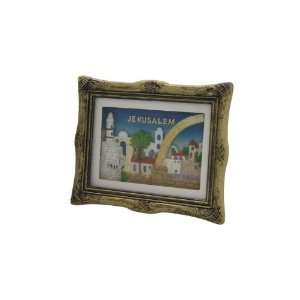  9x8cm Magnet with 3D Jerusalem and Arch in Polyresin