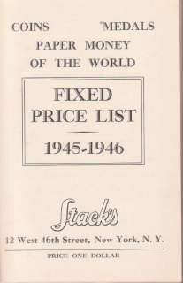STACKS FIXED PRICE LIST 1945 1946 COINS,MEDALS.SIGN.  