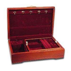   Impressive Large Wooden Jewelry Box w. Pull Out Tray 