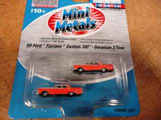 Mini Metals Pair of 1959 Ford Fairlane 2 tone Geranium N Scale  