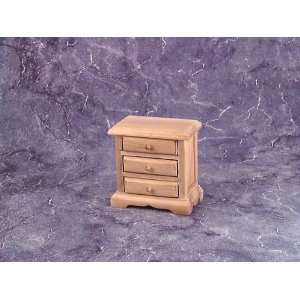  Dollhouse Miniature Unfinished Three Drawer Nightstand 