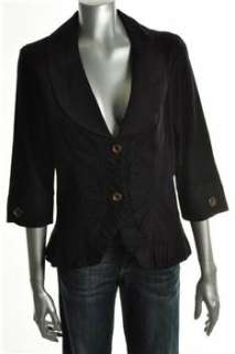 XCVI NEW Jacket Top Black BHFO Ruched Misses Shirt S  