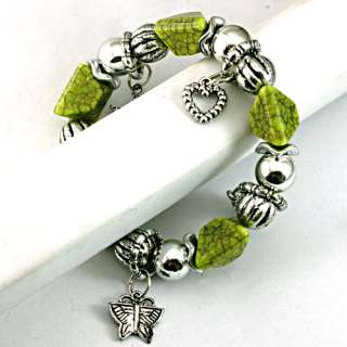 z9863 Green Stretch Irregular turquoise Beads Dangle Bracelet Fashion 