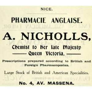   Enlish Chemist Queen Victoria   Original Print Ad