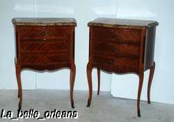 FINE PAIR OF LOUIS XV END TABLES WITH MARBLE TOP. L@@K  