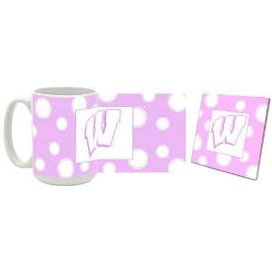  Wisconsin Badgers Pink Polkadot Coaster and Mug Combo from 