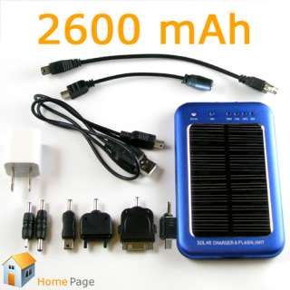2600mAh Portable Solar Powered Panel Charger for Mobile Phone iPhone 4 
