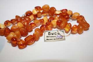 VINTAGE RUSSIAN BALTIC BUTTERSCOTCH AMBER NECKLACE INCLUIONS USSR 
