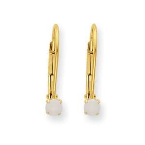    Gold 3mm Genuine Opal Birthstone Leverback Earrings Jewelry