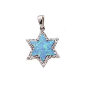 Blue Opal Star of David Pendant