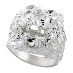  Sterling Silver Lion Head Nugget Ring, 1 (26mm) wide 